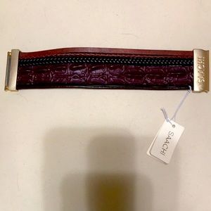Matte fine gold leather magnetic bracelet